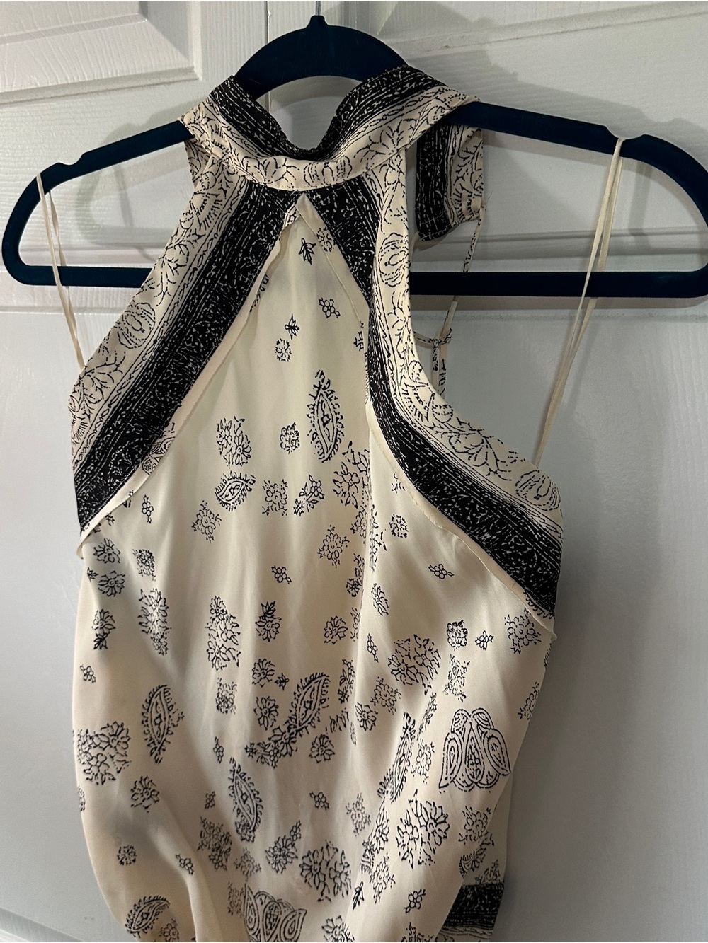 Free People Satin Paisley Halter Neck Bodysuit, Size Small